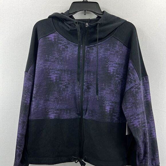 Natori Josie Interlocked Full Zip Hoodie- Purple/Black- Size X-Large- NWT - Picture 2 of 5